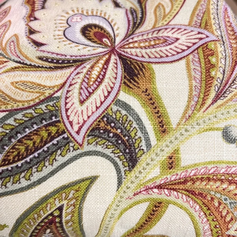 Pair of Jacobean Floral Custom Pinch Pleat Curtain Drape Side Panels
